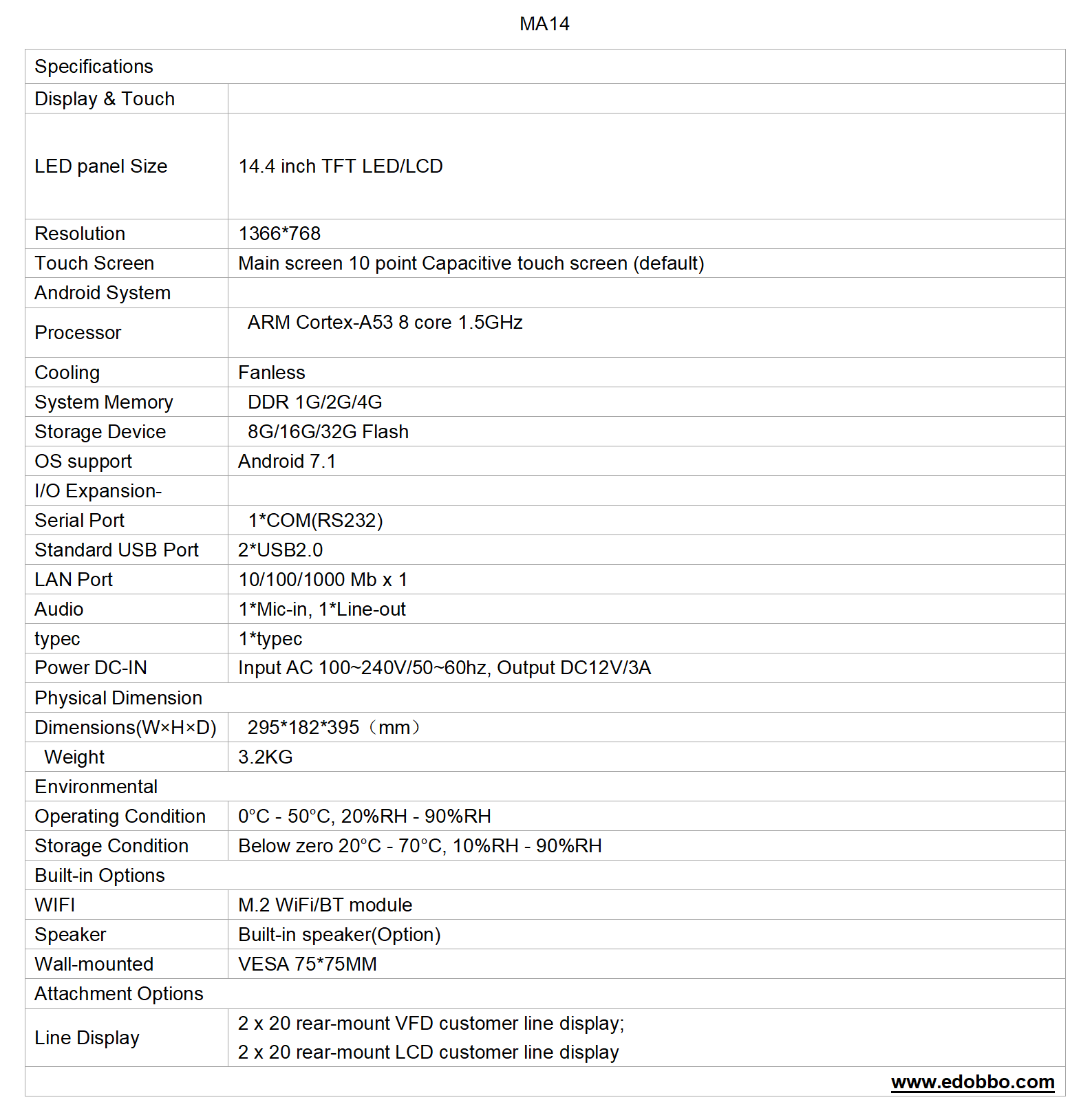 MA14: 14 inch toch Android Pos system(图1)