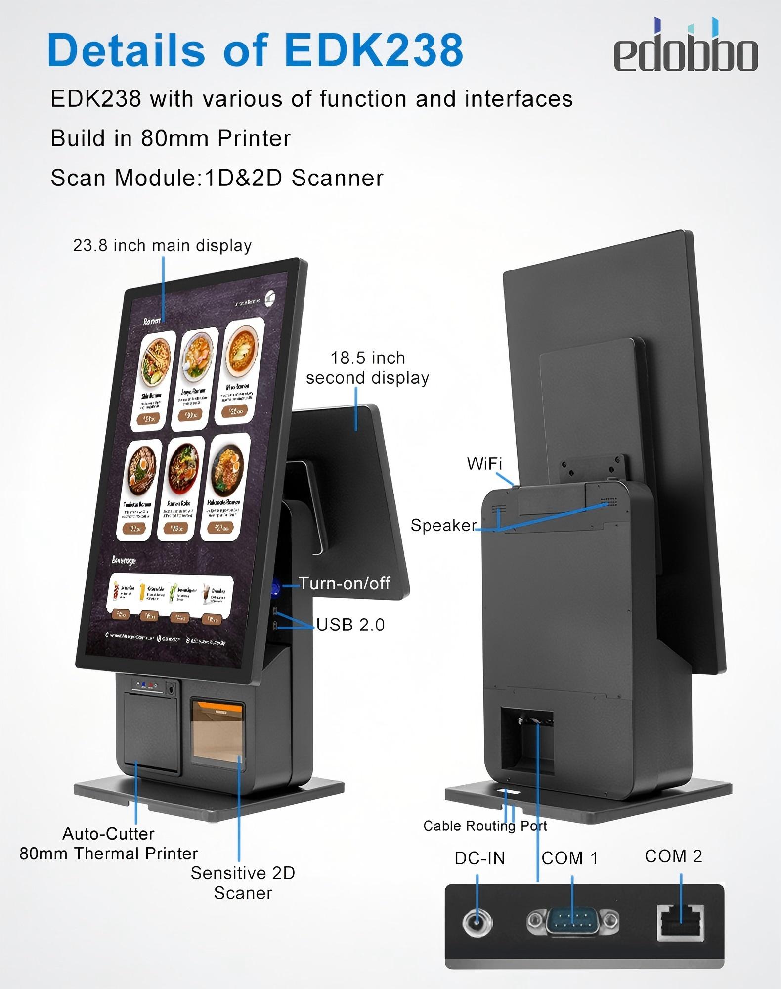 EDK238：23.8 inch with 18.5 inch self service kiosk(图5)