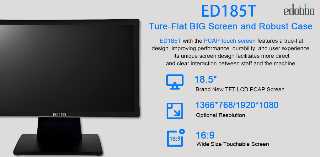 ED185T-18.5" Dual-OS Touch Panel PC: Fanless & Metal Design(图2)